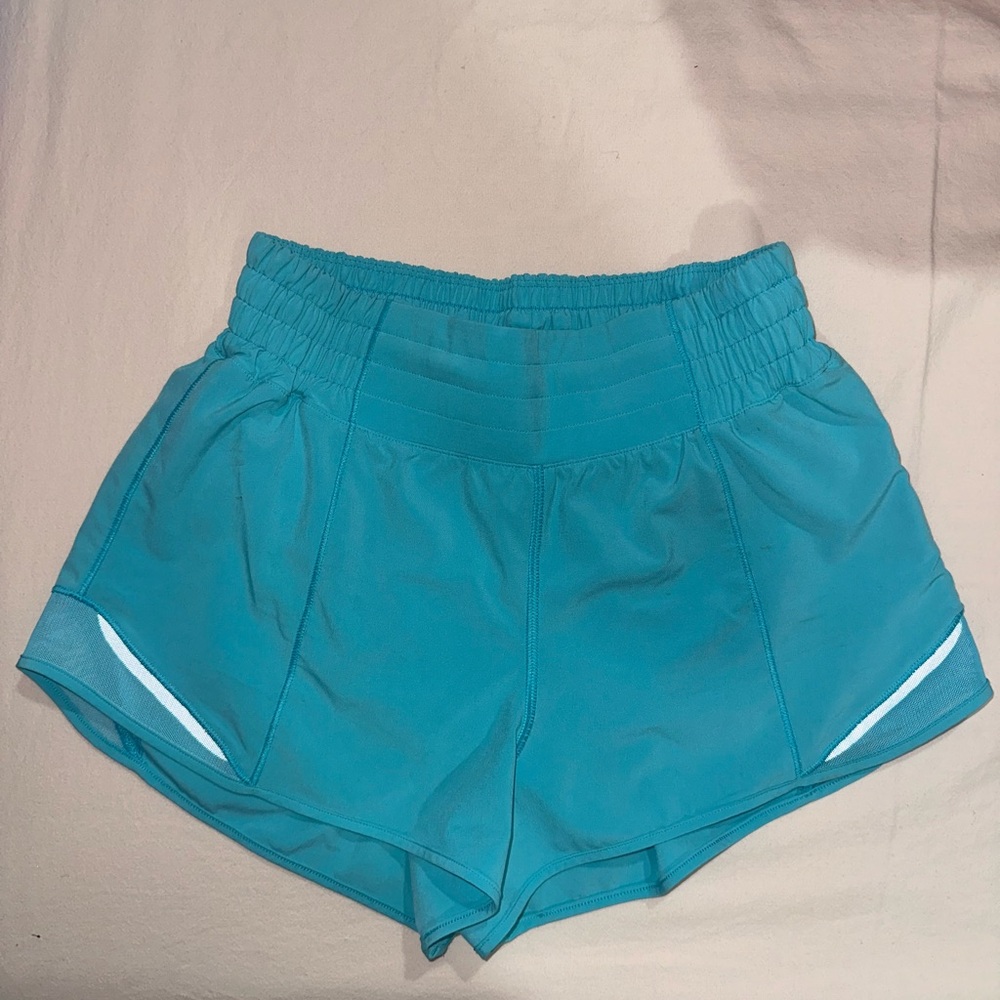 Light Blue High Rise Lululemon Hotty Hot Shorts